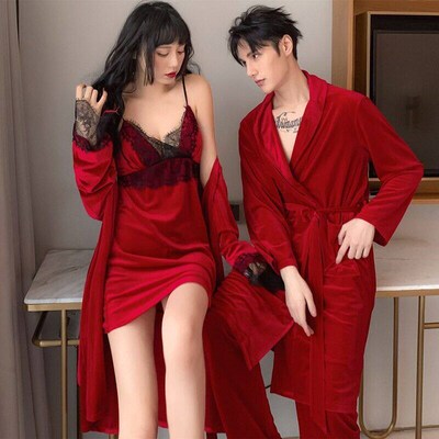 FZSLCYIYI Lovers Sleepwear Velour Women Nightwear Casual Co