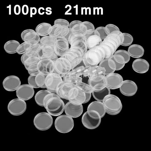 100/200Pc 18/21/22/24/25/26/38mm Transparent Round Coin Caps