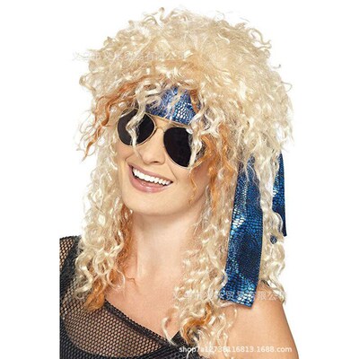 80s Rock Star S Curved Wig Reggae Crazy Singer Wig