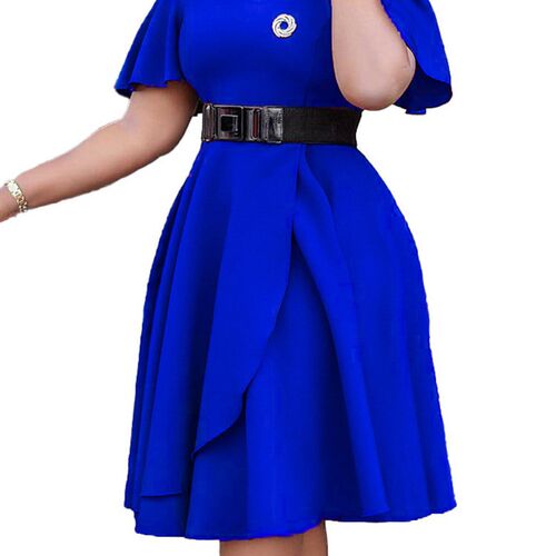 Fashion Women Summer Solid Color A-Line Dress Irregular