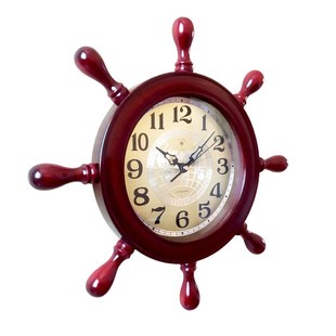 北极星挂钟时尚创意欧式客厅船舵钟表家用个性静音舵轮卧室木时钟