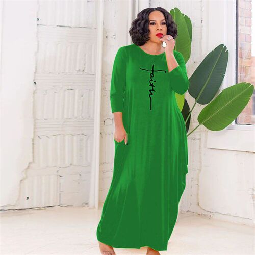 Plus Size Dresses Womens Summer Loose Letter Printed Yellow