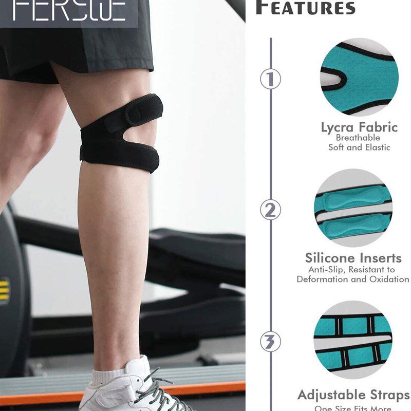 Patella Knee Strap Adjustable Anti-Slip Knee Pain Relief Sup - 实物图