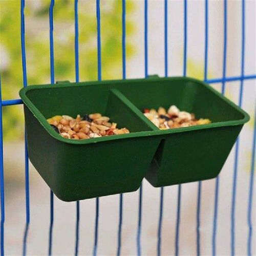 Two Contiguous Trough Boxes Bird Food Bowl Feeding Basin