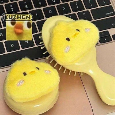 Funny Stuffed Chicken Plush Hairbrus Folding Massage Comb