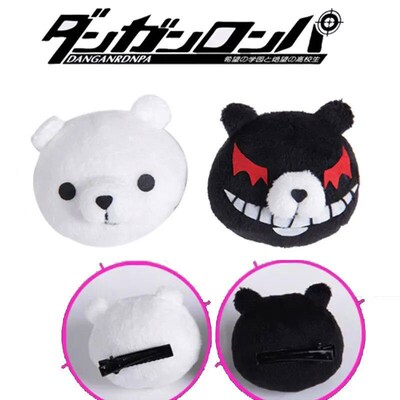 Danganronpa Enoshima Junko Cosplay Wig Bear Hairpins Black