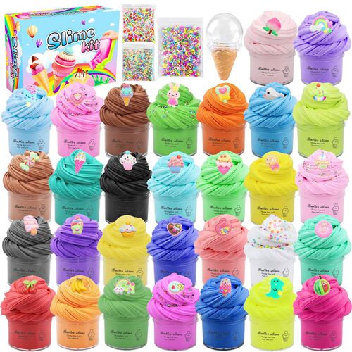 2Pack 70-180ml Cloud Slime Kit Peach Slime Charm Scented DIY