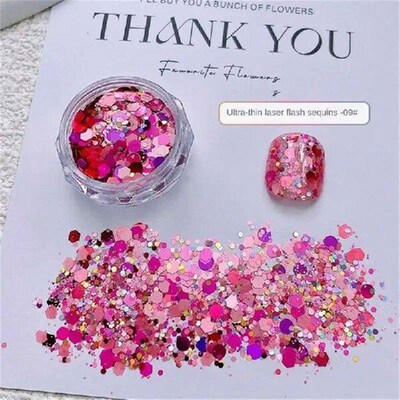 Holographic Nail Art Powder Chunky Mixed Hexagon Star