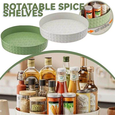 Kitchen Storage Spice Rack 360 Degree Rotation Cabinet Stora