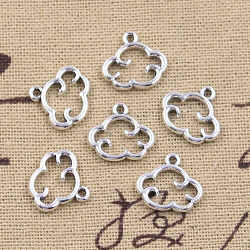 30pcs Charms Floating Clouds 13x15mm Antique Silver Color Pe