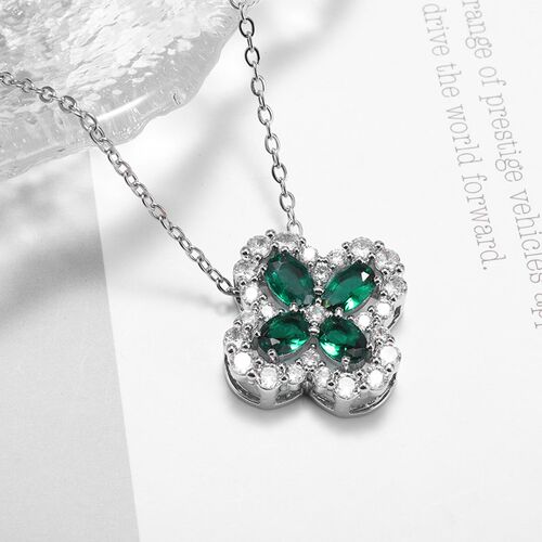 Temperament Luxury Green Zircon Four Leaf Flower Stainless S