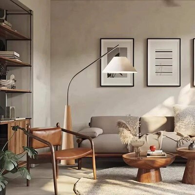 Modern Creative Minimalist Walnut Fishing Floor Lamp Living