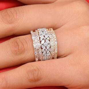 Missvikki 2023 New Gorgeous Wide Rings Cubic Zircon Crystal