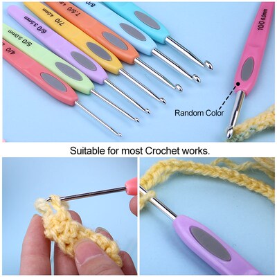 Crochet Hook Set Plastic Handles Aluminum Knitting Needles W