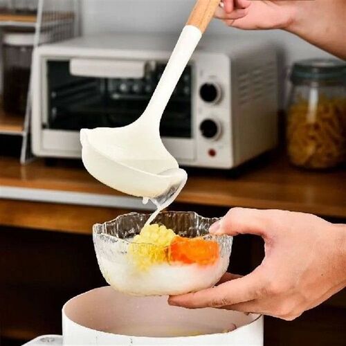 Silicone Cooking Spatula Set Wood Long Handle Heat