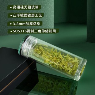 启明缘玻璃杯层带滤网水杯商用手工高硼硅茶杯车载家用便携
