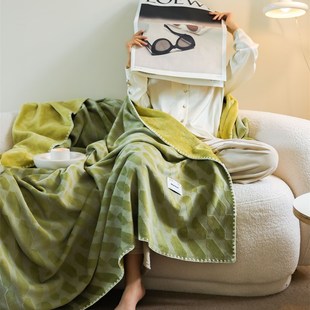 立体剪花毛毯午休毯盖毯子卧室沙发休闲毯珊瑚绒法兰绒绿色办公室
