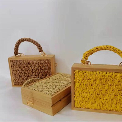 2023 Summer Beach Bamboo Tassel Straw Woven Bag Cross-body S