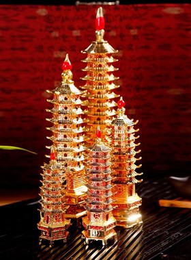 鎏金文昌塔摆件十三层层彩绘七层九层大号客厅书桌办公室工艺礼品