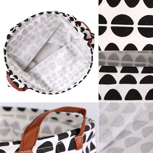 1pc Folding Laundry Basket Round Storage Bin Bag Large Hampe