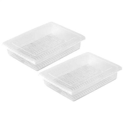 2Pcs Food Storage Containers Airtight Crisper Boxes Drain