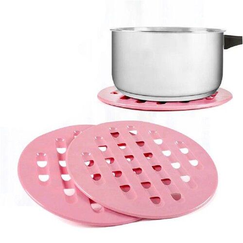 2pcs Round Plastic Placemats -slip Heat Insulation Table