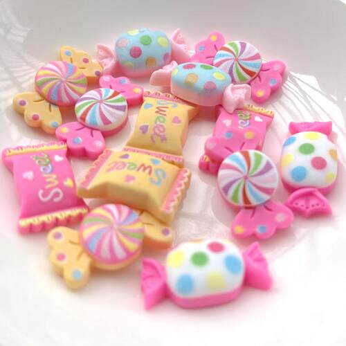 30PCS     Imitation candy resin gem accessories flat back cl
