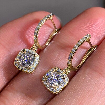 zircon microinlaid versatile ear clasps for elegant ladies e