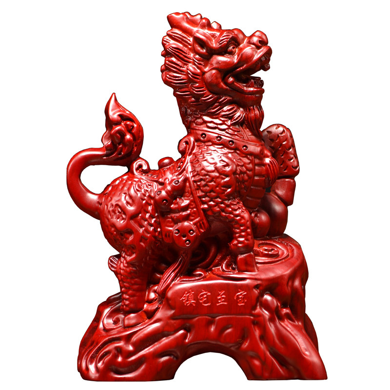 红花梨实木雕刻麒麟摆件一对家居客厅玄关电视柜装饰红木工艺礼品,家居饰品,装饰摆件,淘宝优惠券,粉丝福利购,淘宝优惠卷