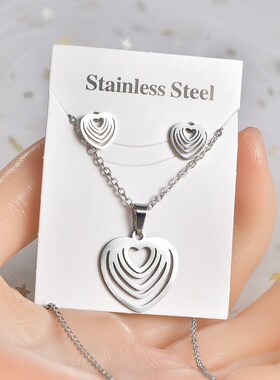 30set/lot rendy Stainless Steel Silver Color Love Heart Pend