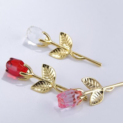 ValentineS Day Gift Mini Crystal Rose Artificial Flower Cry