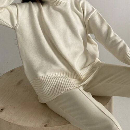 Winter Warm White Oversize Turtleneck Sweaters Women Autumn