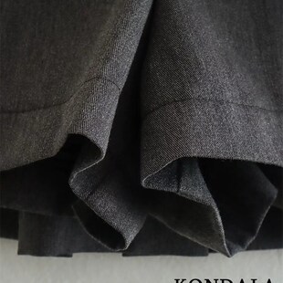 Grey Pleated KONDALA Dark Women Ruffles Skirts Vintage Mini