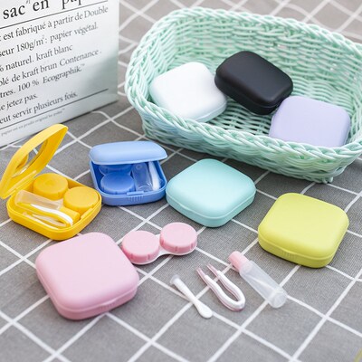 Macaron Color Eye Contact Lenses Cases Girl Black Purple Con