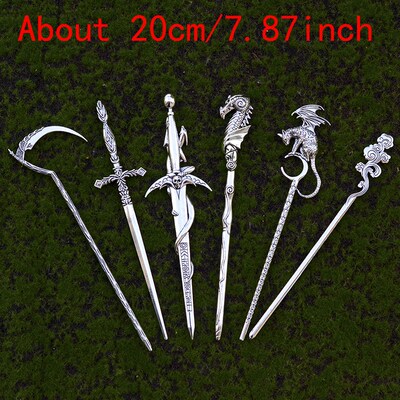 20cm Sword Axe Dragon Crescent Cat Cloud Hairstick Pagan Hai