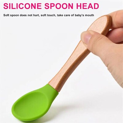 1/2Pcs Baby Wooden Spoon Fork BAP Free Children Learn To Eat