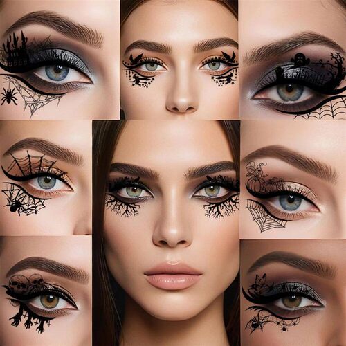 12pc Halloween Eye Makeup er, Waterproof and Removable Eyeha
