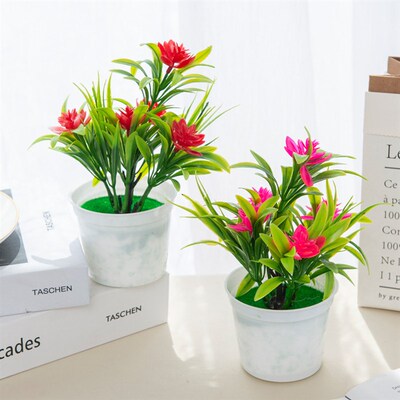 Artificial Flowers Bonsai Diy Home Decor Ornamental Flowerpo