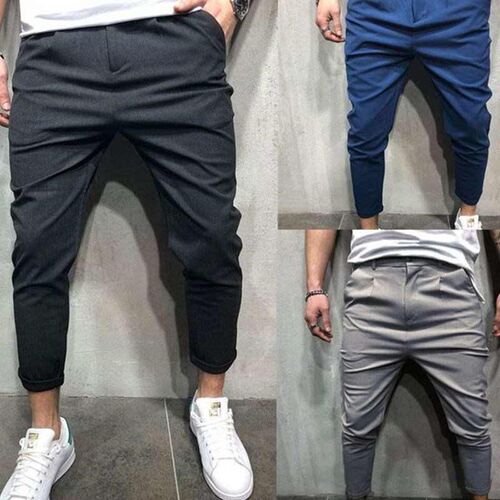 Mens solid color casual pants, wild straight leg pants, me