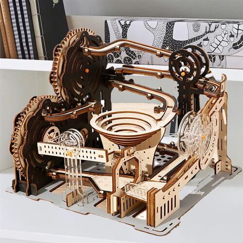 3D Wooden Puzzle Marble Run Set DIY Assemble Mechanical Mode