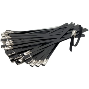 黑色喷塑/包塑扎带30不锈钢7.9*300mm金属自锁绑带100条