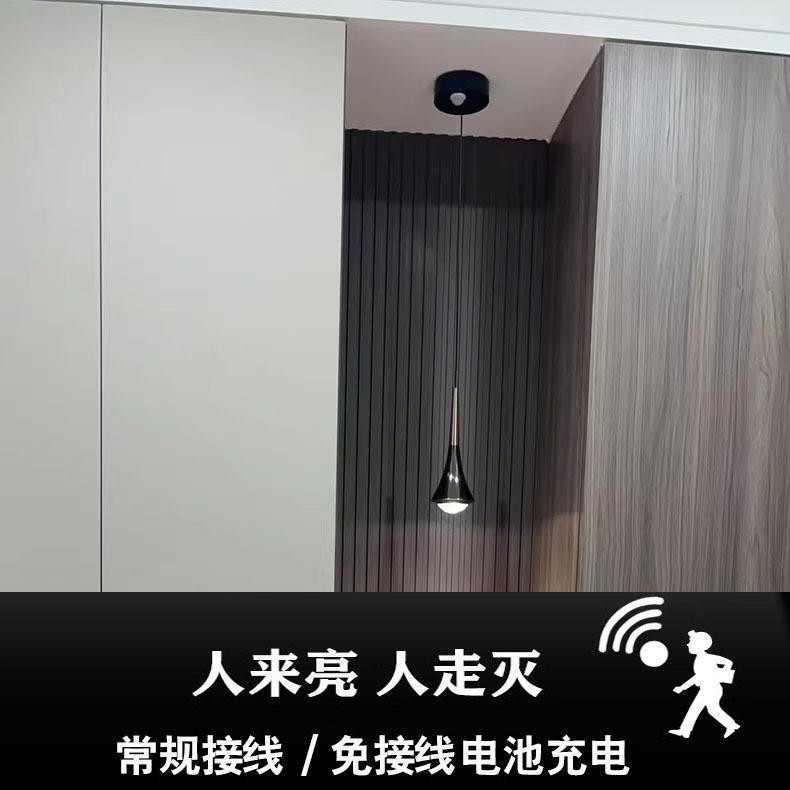 人体感应免接线可充电小吊灯吧台免接线玄关吊灯人来亮人走灭图片