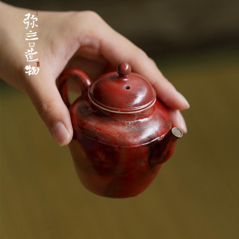 弥言复古粉引茶壶诧寂风手工粗陶泡茶壶单壶带过滤家用功夫小茶壶