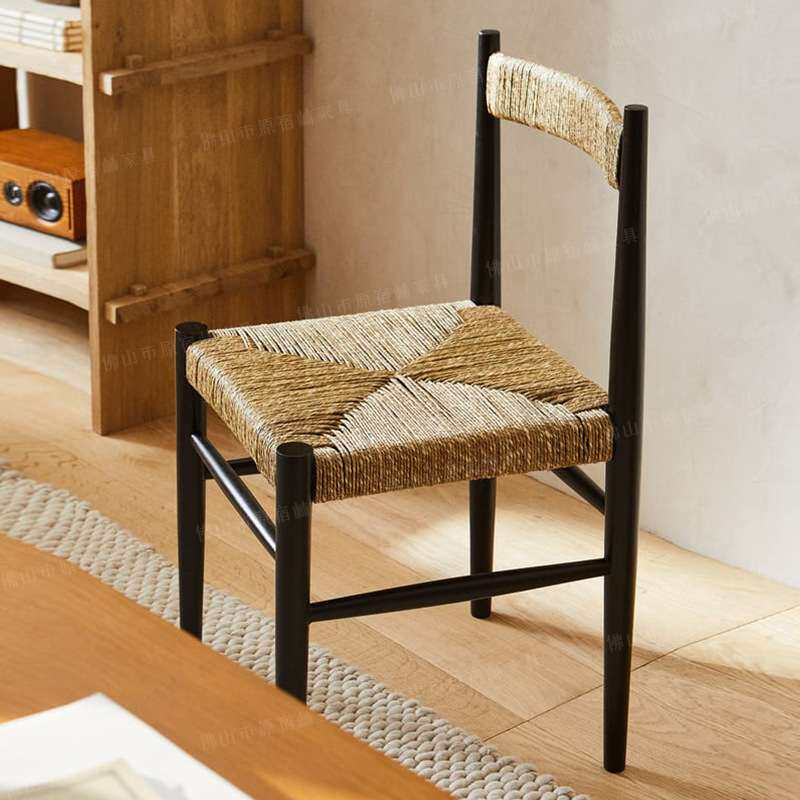实木复古餐椅木质编织藤编 ZARA椅子诧寂风酒店民宿餐厅椅子