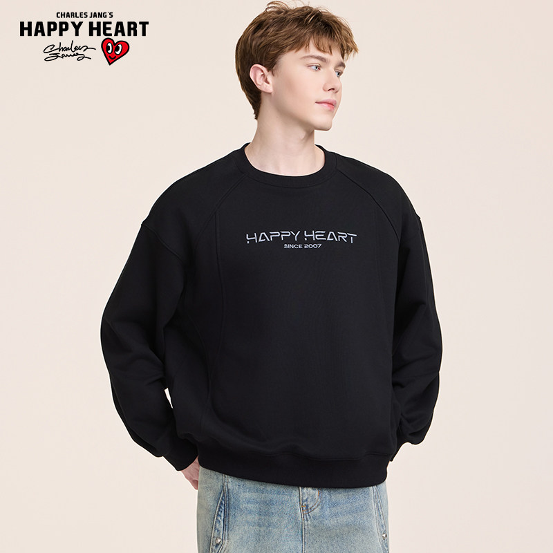 查尔斯桃心美式字母刺绣解构纯棉圆领卫衣男女款春秋高街长袖上衣,男装,卫衣,淘宝优惠券,粉丝福利购,淘宝优惠卷