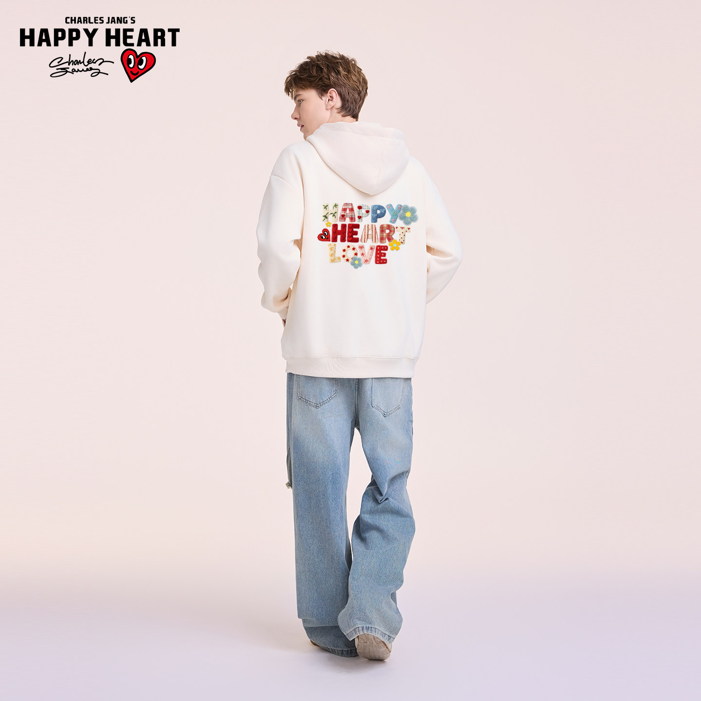 【王楚然同款】查尔斯桃心彩色字母印花爱心刺绣春上新连帽卫衣