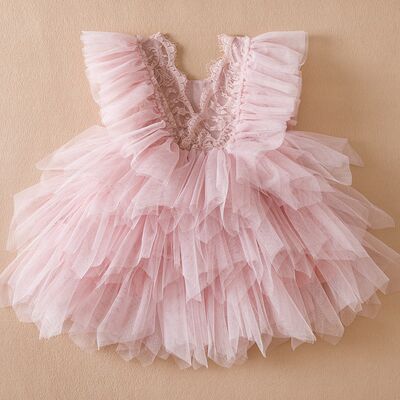 Ruffles Lace Summer Dress for Girls 1-5 Yrs Backless Cute To