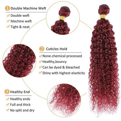 Curly Human Hair Weave Bundles With Closure 99j Red Hair Ext
