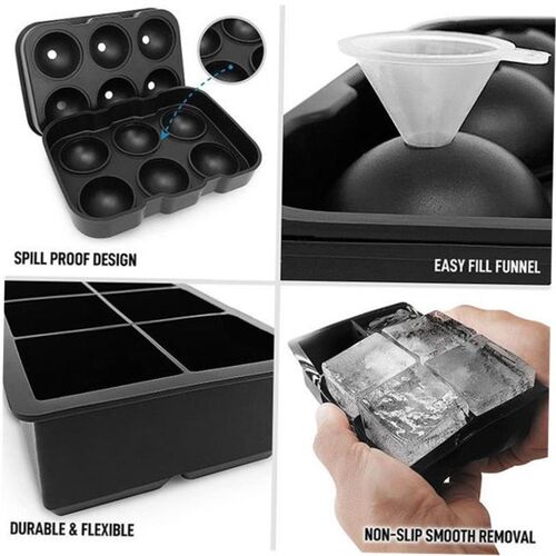Silicone ice cube tray bar whiskey large square ice mold wit