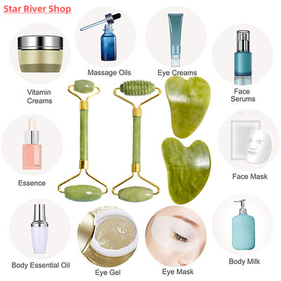 Face Massager Roller Gua sha Jade Store Scraper Roller massa